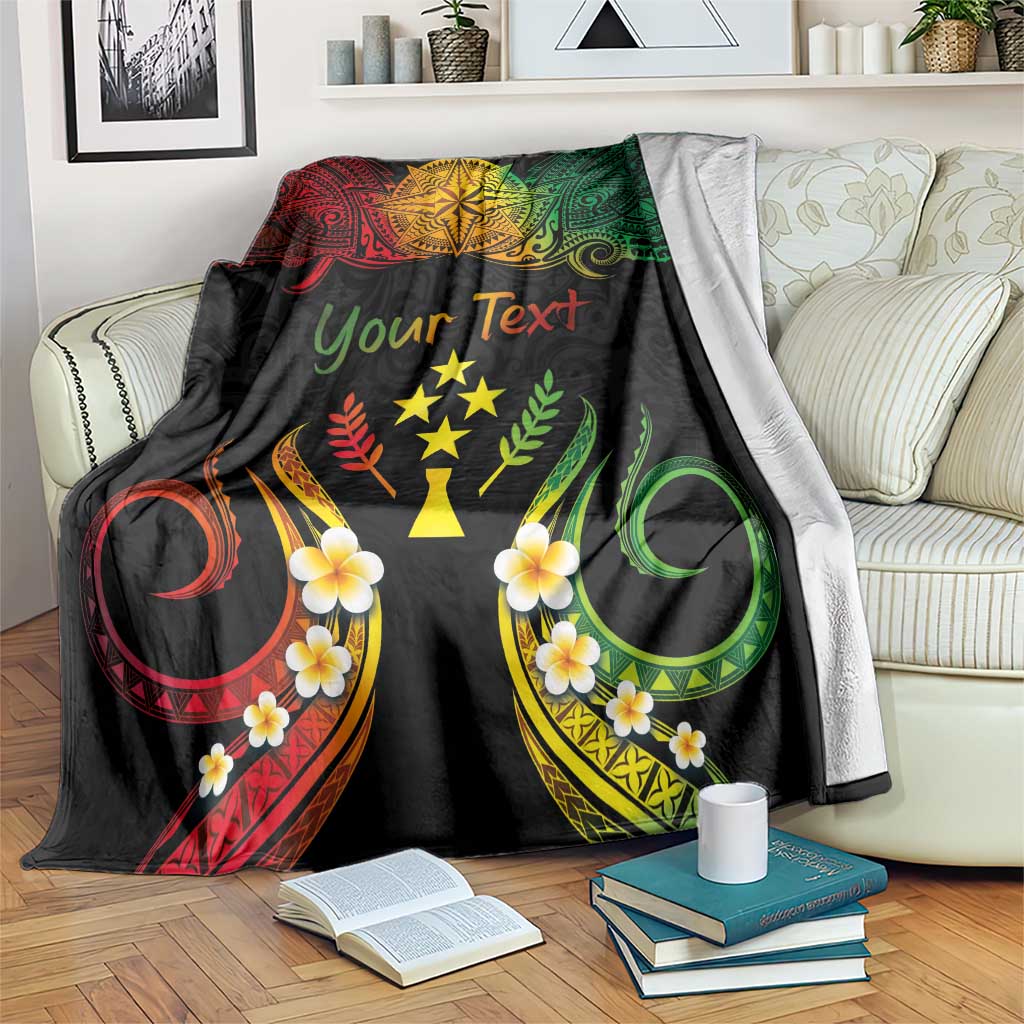 Personalised Kosrae Liberation Day Blanket Polynesian Tattoo and Plumeria Reggae Color