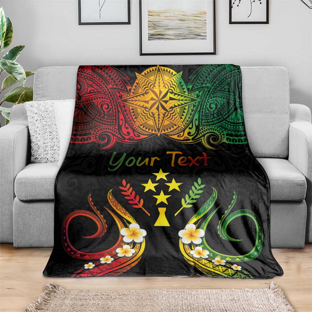 Personalised Kosrae Liberation Day Blanket Polynesian Tattoo and Plumeria Reggae Color LT03 - Polynesian Pride