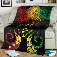 Personalised Kosrae Liberation Day Blanket Polynesian Tattoo and Plumeria Reggae Color LT03 - Polynesian Pride