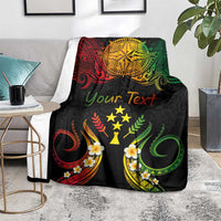 Personalised Kosrae Liberation Day Blanket Polynesian Tattoo and Plumeria Reggae Color LT03 - Polynesian Pride
