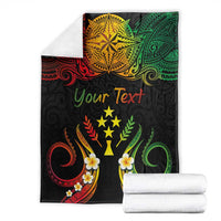 Personalised Kosrae Liberation Day Blanket Polynesian Tattoo and Plumeria Reggae Color LT03 - Polynesian Pride