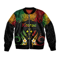 Personalised Kosrae Liberation Day Bomber Jacket Polynesian Tattoo and Plumeria Reggae Color LT03 Unisex Reggae - Polynesian Pride