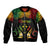 Personalised Kosrae Liberation Day Bomber Jacket Polynesian Tattoo and Plumeria Reggae Color