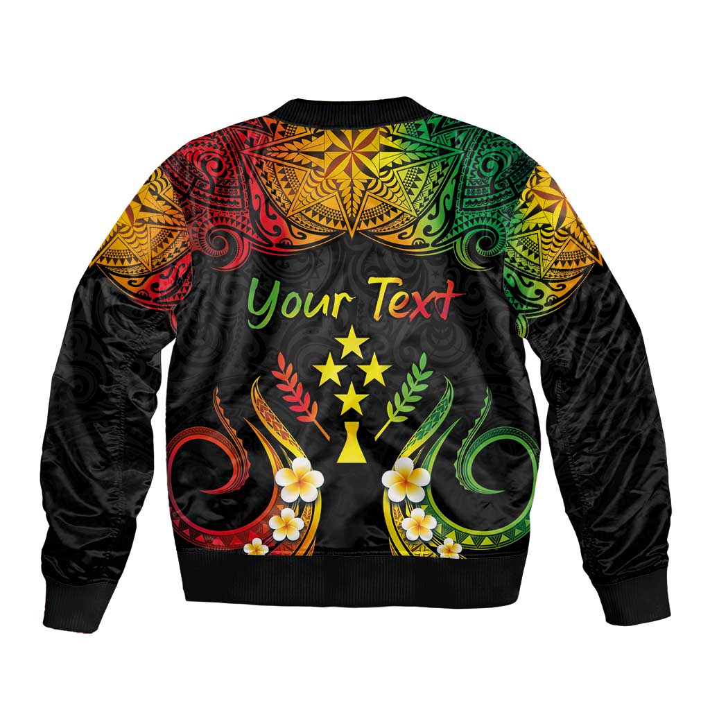 Personalised Kosrae Liberation Day Bomber Jacket Polynesian Tattoo and Plumeria Reggae Color LT03 - Polynesian Pride