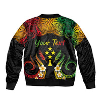 Personalised Kosrae Liberation Day Bomber Jacket Polynesian Tattoo and Plumeria Reggae Color LT03 - Polynesian Pride