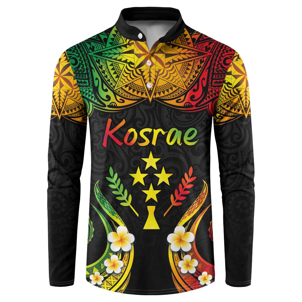 Personalised Kosrae Liberation Day Button Sweatshirt Polynesian Tattoo and Plumeria Reggae Color LT03 Reggae - Polynesian Pride