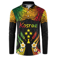 Personalised Kosrae Liberation Day Button Sweatshirt Polynesian Tattoo and Plumeria Reggae Color LT03 Reggae - Polynesian Pride