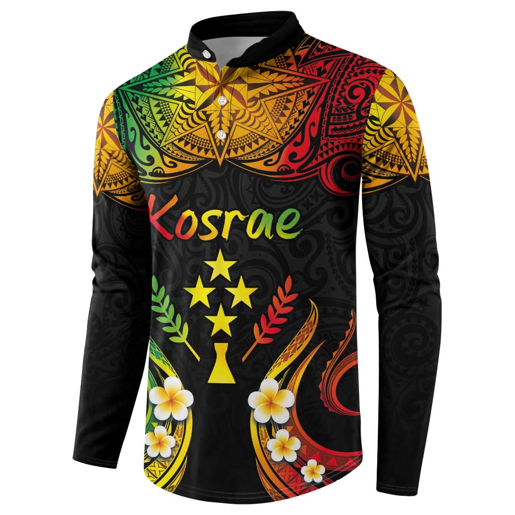 Personalised Kosrae Liberation Day Button Sweatshirt Polynesian Tattoo and Plumeria Reggae Color LT03 - Polynesian Pride