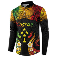 Personalised Kosrae Liberation Day Button Sweatshirt Polynesian Tattoo and Plumeria Reggae Color LT03 - Polynesian Pride