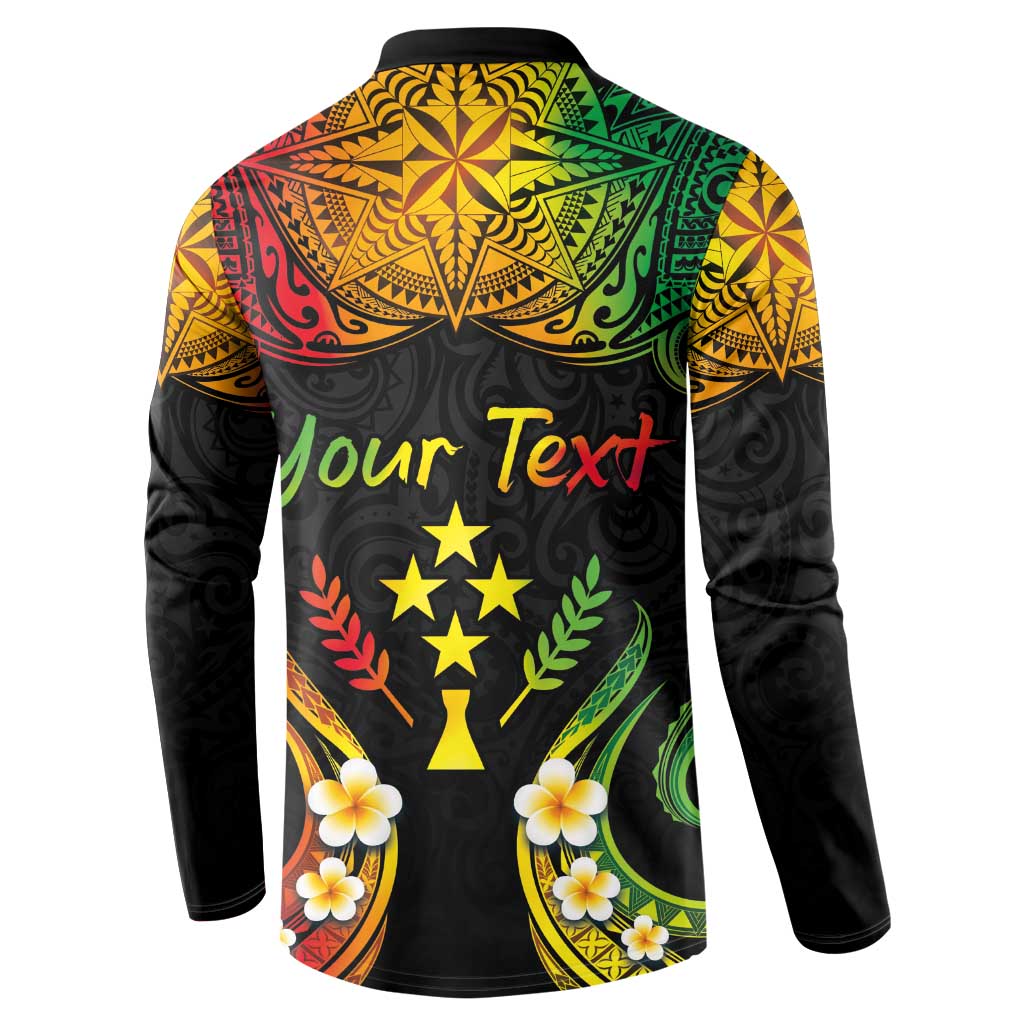Personalised Kosrae Liberation Day Button Sweatshirt Polynesian Tattoo and Plumeria Reggae Color LT03 - Polynesian Pride