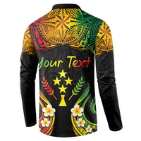 Personalised Kosrae Liberation Day Button Sweatshirt Polynesian Tattoo and Plumeria Reggae Color LT03 - Polynesian Pride