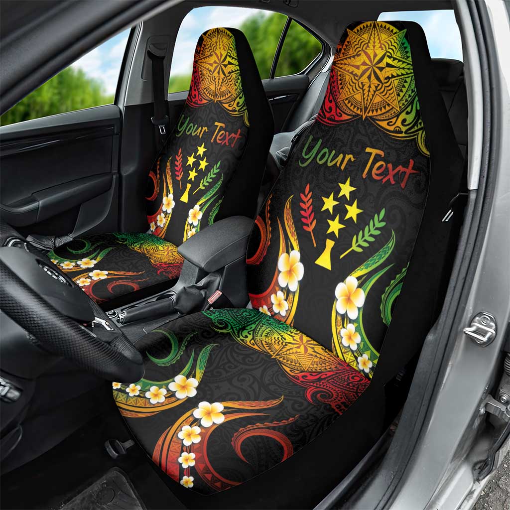 Personalised Kosrae Liberation Day Car Seat Cover Polynesian Tattoo and Plumeria Reggae Color LT03 - Polynesian Pride