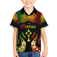Personalised Kosrae Liberation Day Kid Hawaiian Shirt Polynesian Tattoo and Plumeria Reggae Color LT03 Kid Reggae - Polynesian Pride