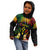 Personalised Kosrae Liberation Day Kid Hoodie Polynesian Tattoo and Plumeria Reggae Color