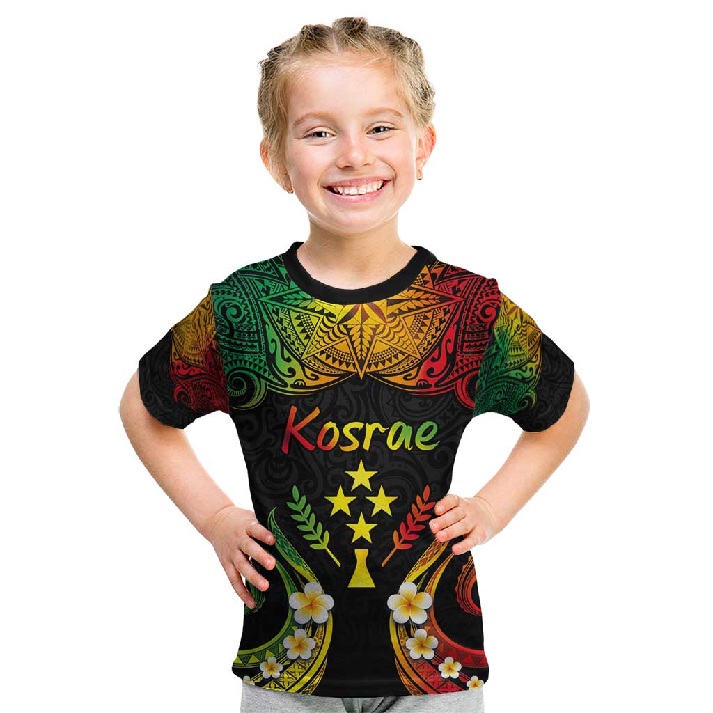 Personalised Kosrae Liberation Day Kid T Shirt Polynesian Tattoo and Plumeria Reggae Color LT03 Reggae - Polynesian Pride