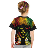 Personalised Kosrae Liberation Day Kid T Shirt Polynesian Tattoo and Plumeria Reggae Color LT03 - Polynesian Pride