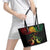 Personalised Kosrae Liberation Day Leather Tote Bag Polynesian Tattoo and Plumeria Reggae Color