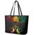 Personalised Kosrae Liberation Day Leather Tote Bag Polynesian Tattoo and Plumeria Reggae Color