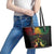 Personalised Kosrae Liberation Day Leather Tote Bag Polynesian Tattoo and Plumeria Reggae Color