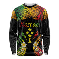 Personalised Kosrae Liberation Day Long Sleeve Shirt Polynesian Tattoo and Plumeria Reggae Color LT03 Unisex Reggae - Polynesian Pride