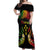 Personalised Kosrae Liberation Day Off Shoulder Maxi Dress Polynesian Tattoo and Plumeria Reggae Color