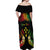 Personalised Kosrae Liberation Day Off Shoulder Maxi Dress Polynesian Tattoo and Plumeria Reggae Color