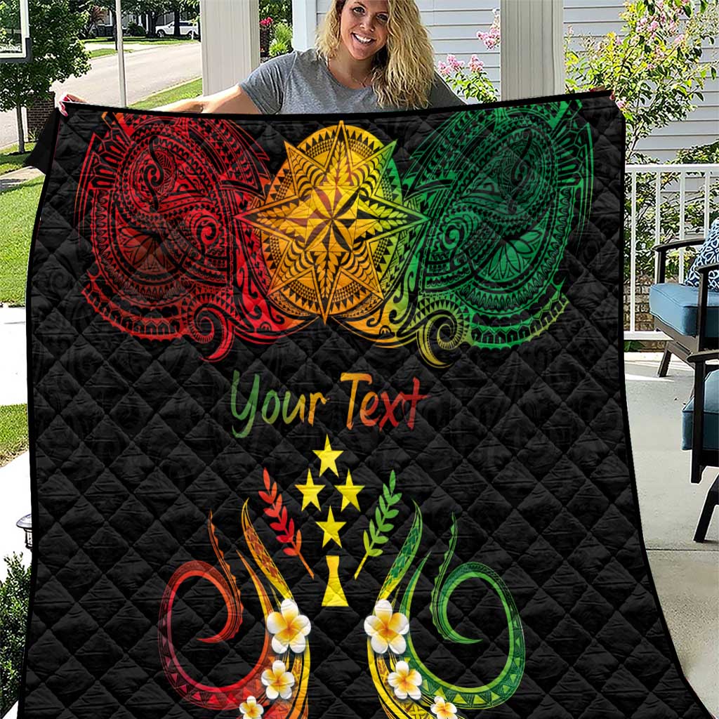 Personalised Kosrae Liberation Day Quilt Polynesian Tattoo and Plumeria Reggae Color LT03 Reggae - Polynesian Pride