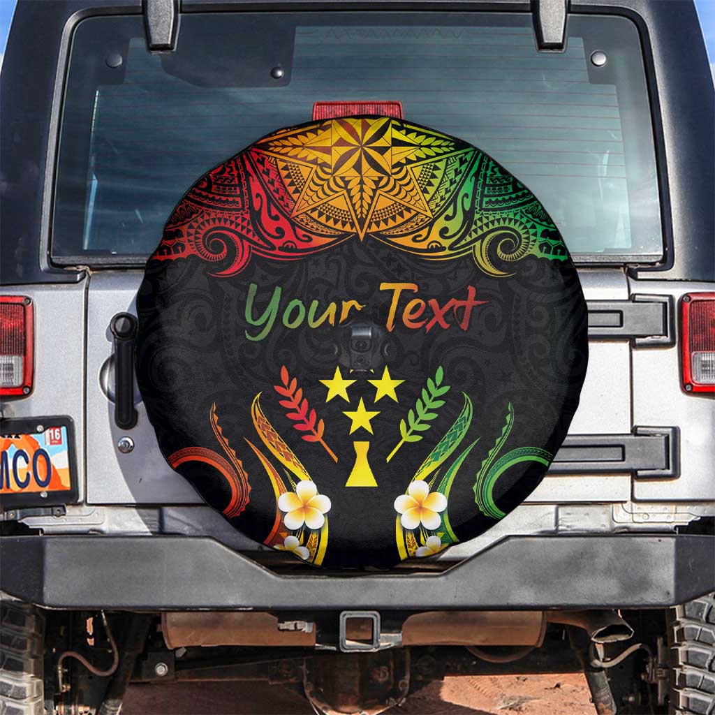 Personalised Kosrae Liberation Day Spare Tire Cover Polynesian Tattoo and Plumeria Reggae Color