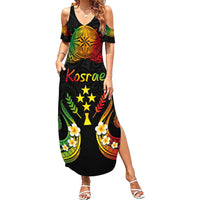 Personalised Kosrae Liberation Day Summer Maxi Dress Polynesian Tattoo and Plumeria Reggae Color LT03 Women Reggae - Polynesian Pride