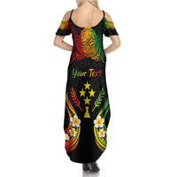 Personalised Kosrae Liberation Day Summer Maxi Dress Polynesian Tattoo and Plumeria Reggae Color LT03 - Polynesian Pride