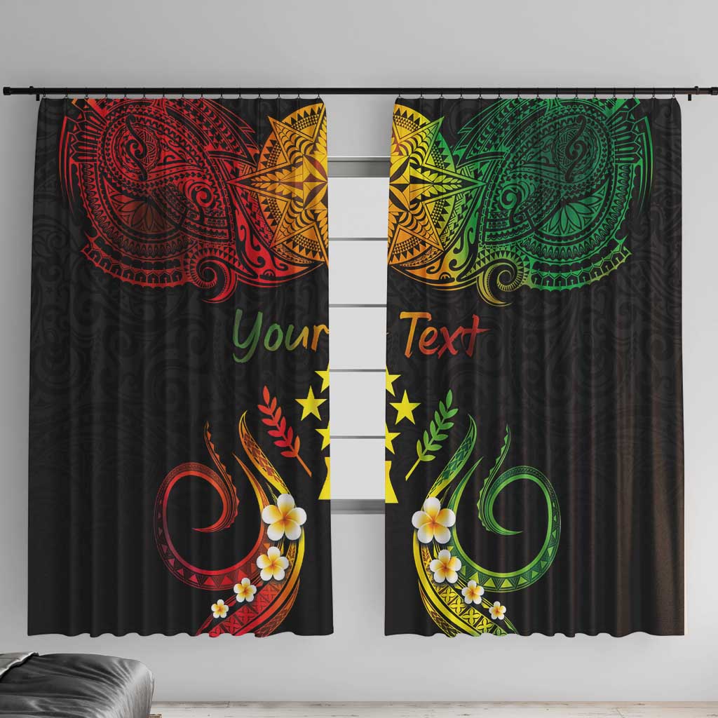 Personalised Kosrae Liberation Day Window Curtain Polynesian Tattoo and Plumeria Reggae Color LT03 With Hooks Reggae - Polynesian Pride