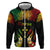 Personalised Kosrae Liberation Day Zip Hoodie Polynesian Tattoo and Plumeria Reggae Color