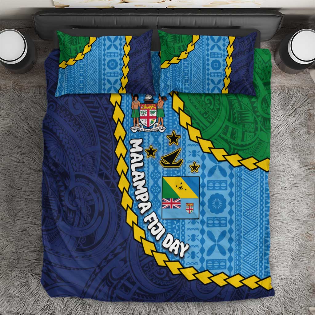 Malampa Fiji Day Bedding Set National Symbols with Tapa Tribal and Polynesian Tattoo LT03 Blue - Polynesian Pride