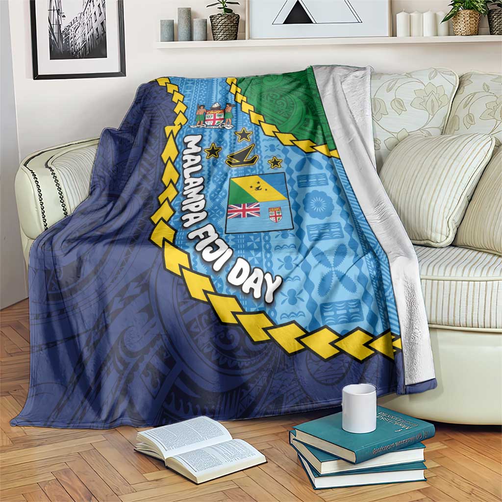 Malampa Fiji Day Blanket National Symbols with Tapa Tribal and Polynesian Tattoo LT03 Blue - Polynesian Pride