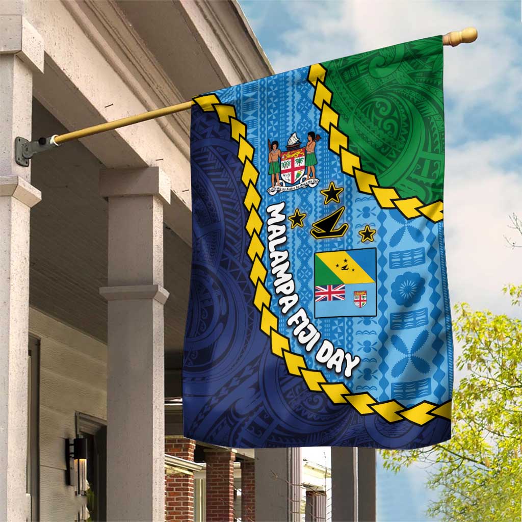 Malampa Fiji Day Garden Flag National Symbols with Tapa Tribal and Polynesian Tattoo LT03 House Flag Blue - Polynesian Pride