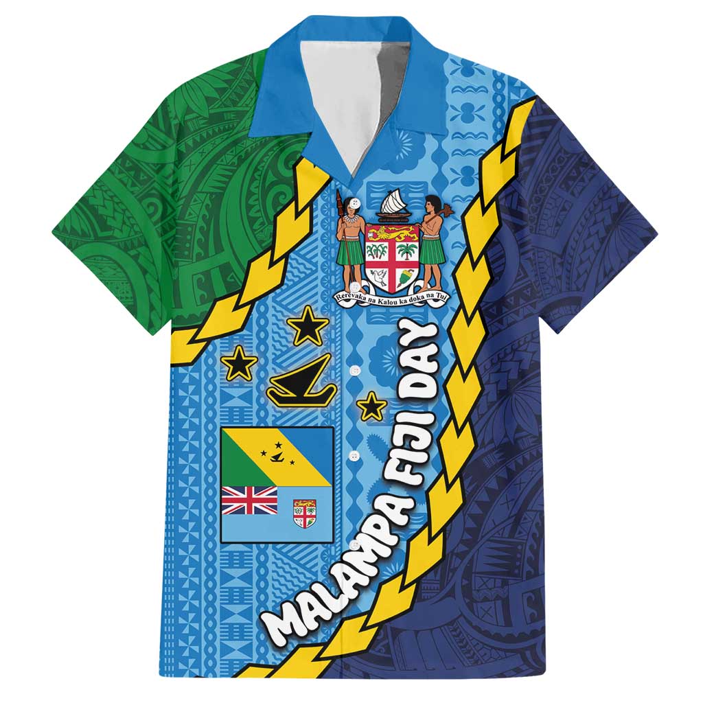 Malampa Fiji Day Hawaiian Shirt National Symbols with Tapa Tribal and Polynesian Tattoo