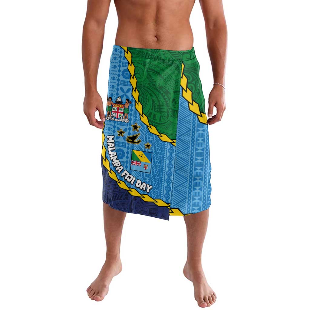 Malampa Fiji Day Lavalava National Symbols with Tapa Tribal and Polynesian Tattoo LT03 Blue - Polynesian Pride