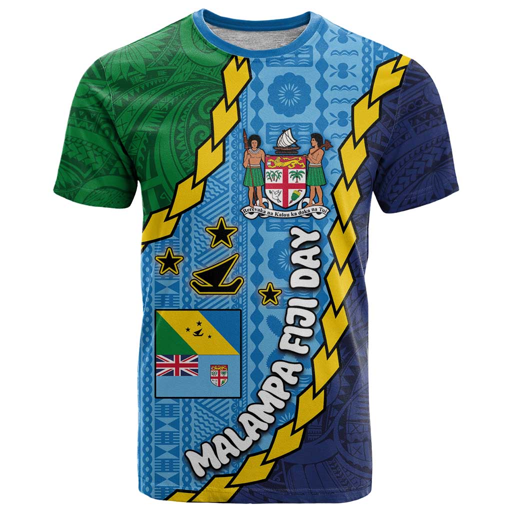 Malampa Fiji Day T Shirt National Symbols with Tapa Tribal and Polynesian Tattoo LT03 Blue - Polynesian Pride