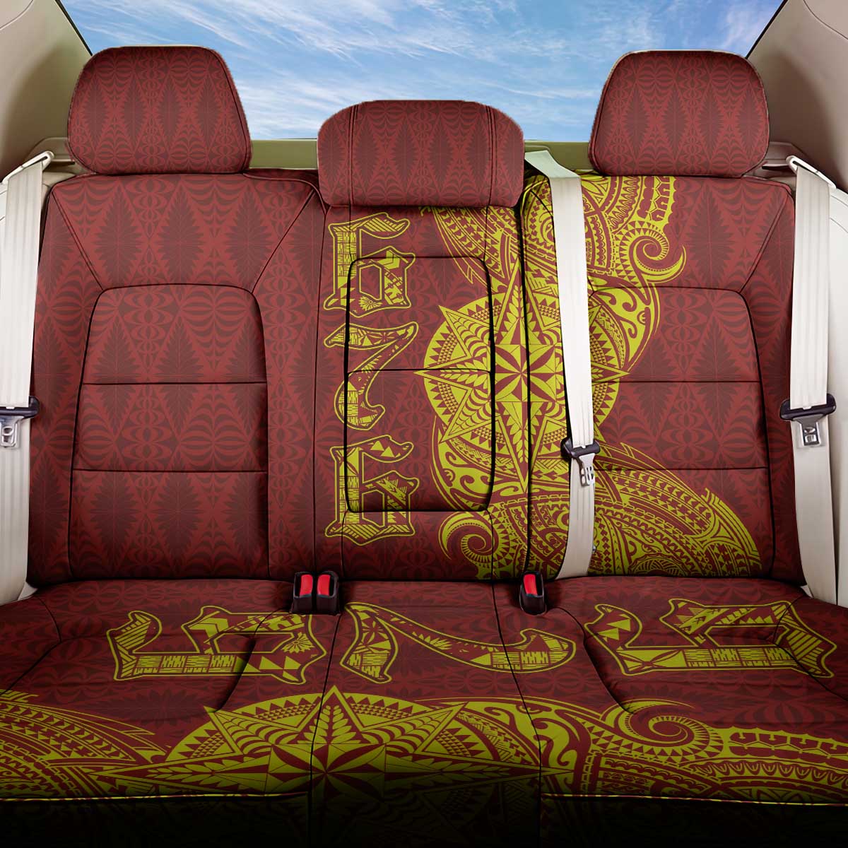 Tonga 676 Ngatu Tribal Tattoo Back Car Seat Cover LT03 One Size Red - Polynesian Pride