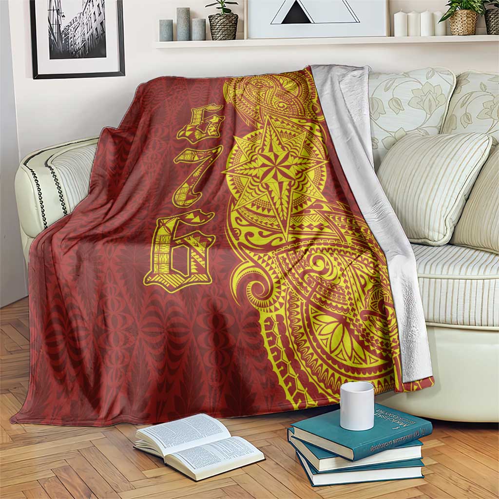 Tonga 676 Ngatu Tribal Tattoo Blanket LT03 Red - Polynesian Pride