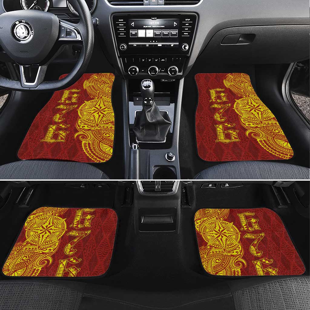 Tonga 676 Ngatu Tribal Tattoo Car Mats LT03 Set 4pcs Red - Polynesian Pride