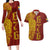 Tonga 676 Ngatu Tribal Tattoo Couples Matching Long Sleeve Bodycon Dress and Hawaiian Shirt