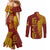 Tonga 676 Ngatu Tribal Tattoo Couples Matching Mermaid Dress and Long Sleeve Button Shirt