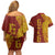 Tonga 676 Ngatu Tribal Tattoo Couples Matching Off Shoulder Short Dress and Hawaiian Shirt