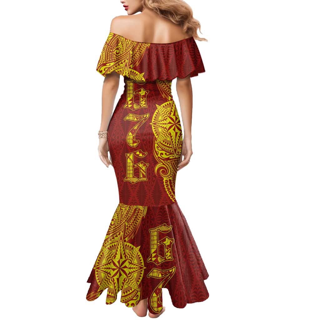 Tonga 676 Ngatu Tribal Tattoo Mermaid Dress LT03 - Polynesian Pride