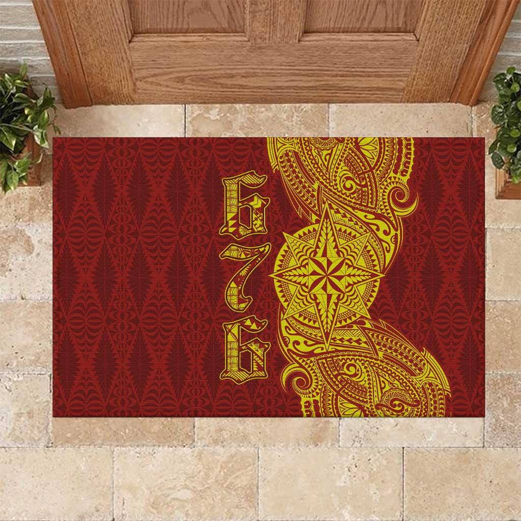 Tonga 676 Ngatu Tribal Tattoo Rubber Doormat LT03 Red - Polynesian Pride