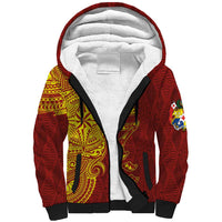 Tonga 676 Ngatu Tribal Tattoo Sherpa Hoodie LT03 Unisex Red - Polynesian Pride