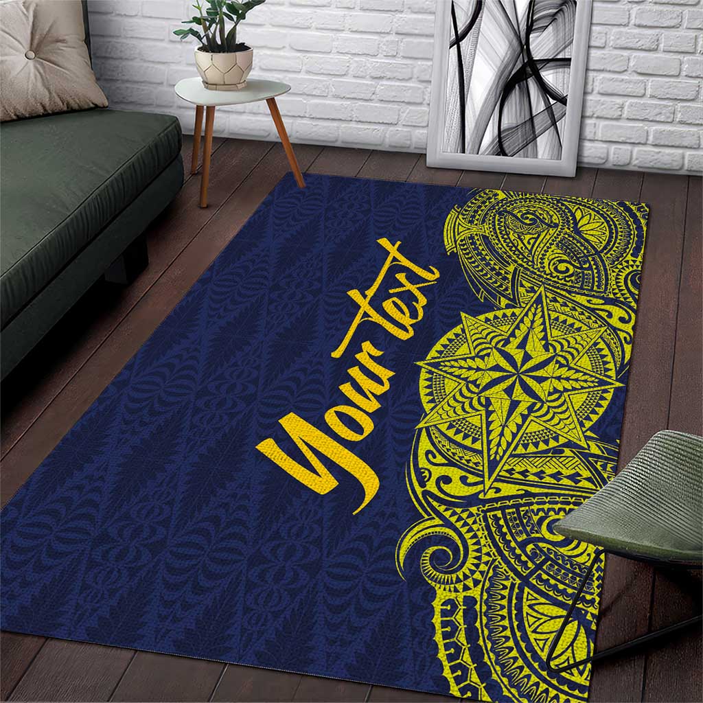 Personalised Tokelau Classic Ngatu Motifs Area Rug LT03 Blue - Polynesian Pride