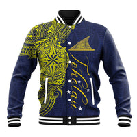 Personalised Tokelau Classic Ngatu Motifs Baseball Jacket LT03 Unisex Blue - Polynesian Pride