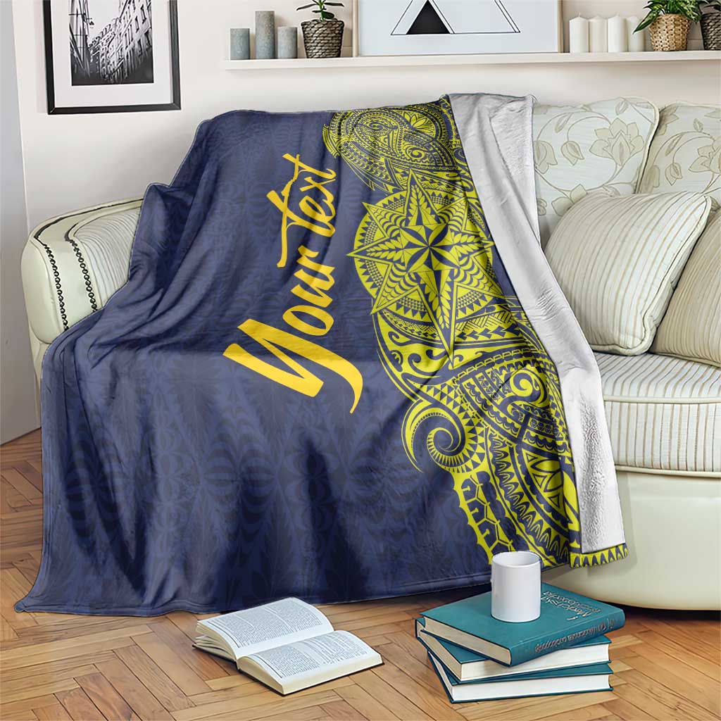Personalised Tokelau Classic Ngatu Motifs Blanket LT03 Blue - Polynesian Pride